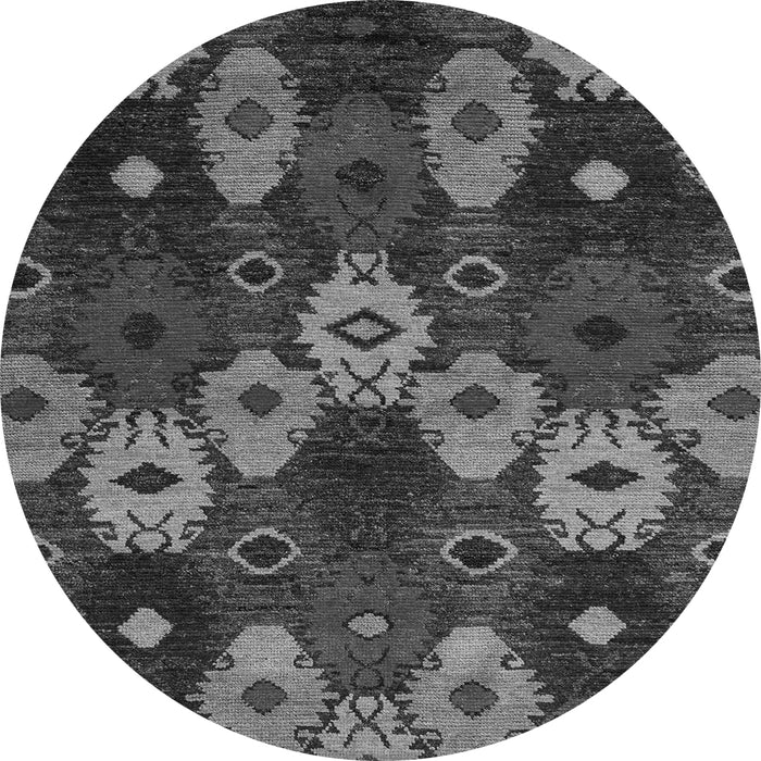 Round Machine Washable Abstract Gray Modern Rug, wshabs5240gry
