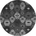 Round Machine Washable Abstract Gray Modern Rug, wshabs5240gry