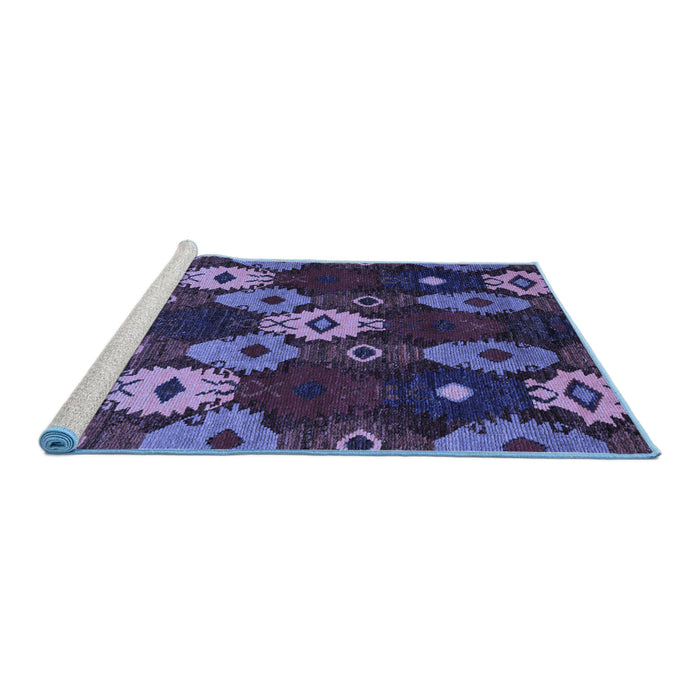 Sideview of Machine Washable Abstract Blue Modern Rug, wshabs5240blu