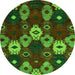 Round Machine Washable Abstract Green Modern Area Rugs, wshabs5240grn