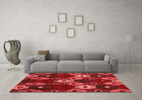 Machine Washable Abstract Red Modern Rug, wshabs5240red