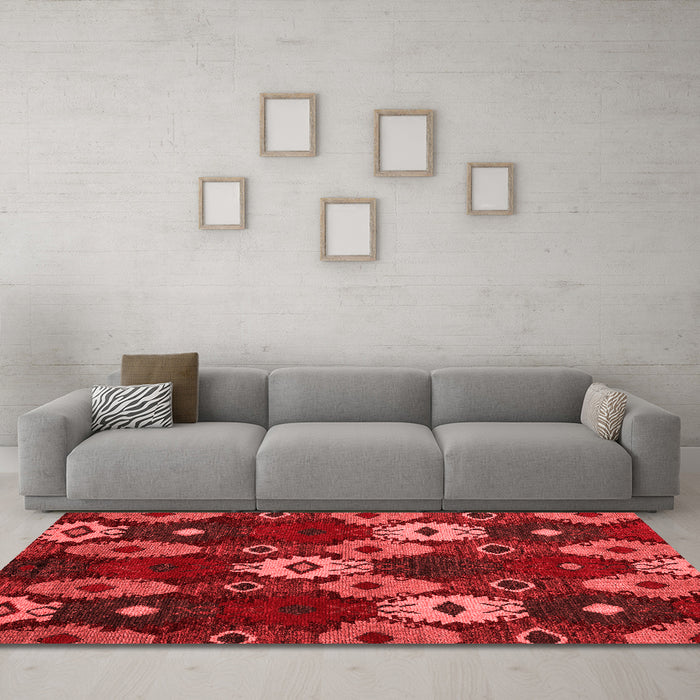 Modern Red Washable Rugs