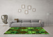 Machine Washable Abstract Green Modern Area Rugs in a Living Room,, wshabs5240grn