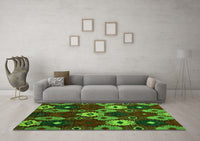 Machine Washable Abstract Green Modern Rug, wshabs5240grn