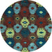 Round Abstract Light Blue Modern Rug, abs5240lblu