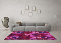 Machine Washable Abstract Pink Modern Rug, wshabs5240pnk