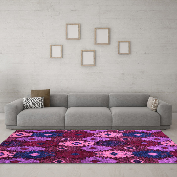 Machine Washable Abstract Purple Modern Area Rugs in a Living Room, wshabs5240pur