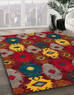 Machine Washable Abstract Brown Rug in a Family Room, wshabs5240