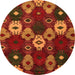 Round Abstract Orange Modern Rug, abs5240org