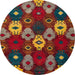 Round Abstract Brown Modern Rug, abs5240