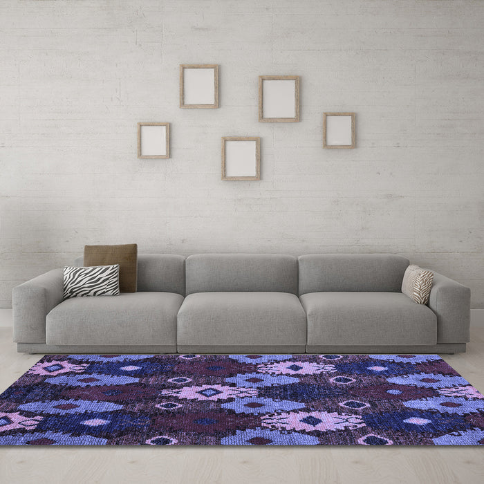 Machine Washable Abstract Blue Modern Rug in a Living Room, wshabs5240blu