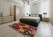 Machine Washable Abstract Brown Rug in a Bedroom, wshabs5240