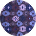 Round Abstract Blue Modern Rug, abs5240blu