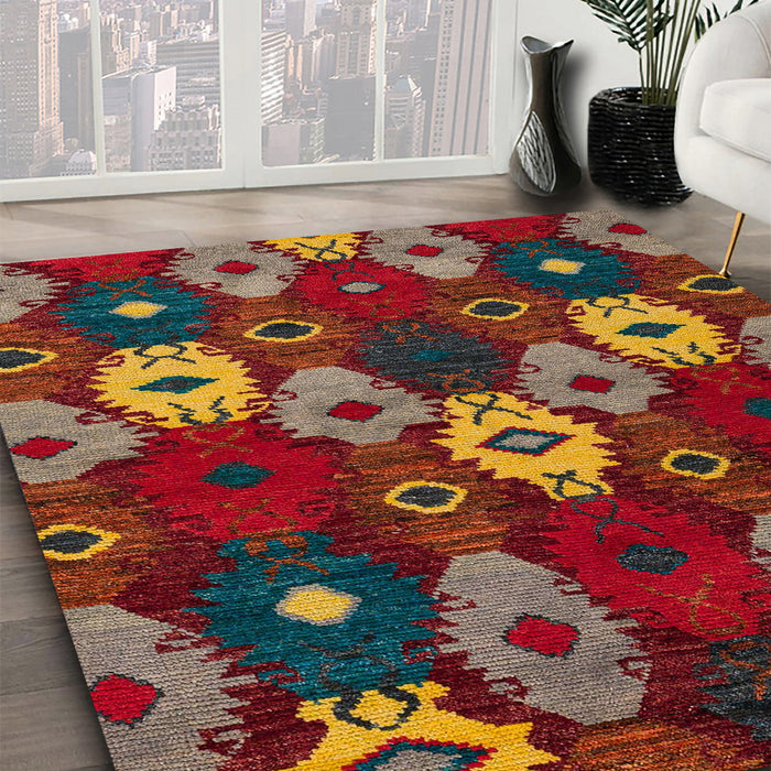 Abstract Brown Modern Rug in Family Room, abs5240