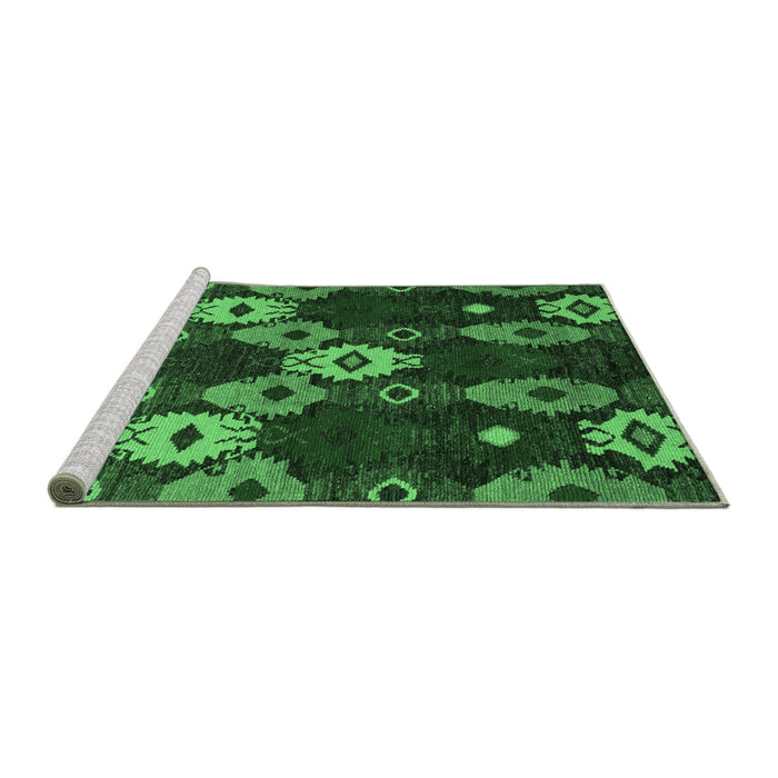 Sideview of Machine Washable Abstract Emerald Green Modern Area Rugs, wshabs5240emgrn