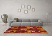 Machine Washable Abstract Orange Modern Area Rugs in a Living Room, wshabs5240org