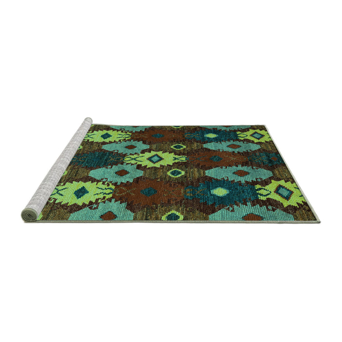 Sideview of Machine Washable Abstract Turquoise Modern Area Rugs, wshabs5240turq