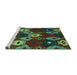 Sideview of Machine Washable Abstract Turquoise Modern Area Rugs, wshabs5240turq