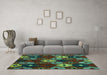 Machine Washable Abstract Turquoise Modern Area Rugs in a Living Room,, wshabs5240turq