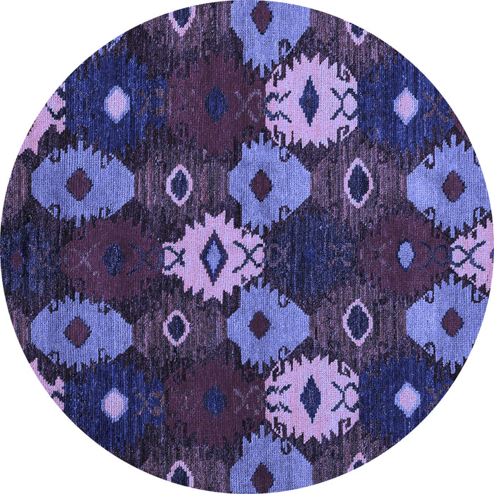 Round Machine Washable Abstract Blue Modern Rug, wshabs5240blu