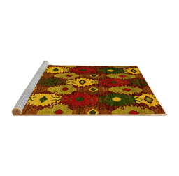 Sideview of Machine Washable Abstract Yellow Modern Rug, wshabs5240yw