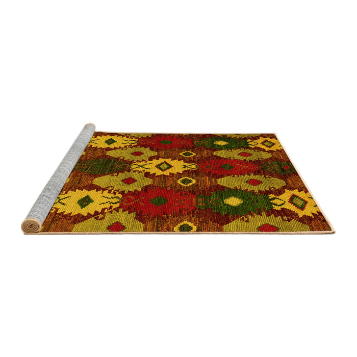 Sideview of Machine Washable Abstract Yellow Modern Rug, wshabs5240yw