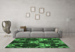 Machine Washable Abstract Emerald Green Modern Area Rugs in a Living Room,, wshabs5240emgrn