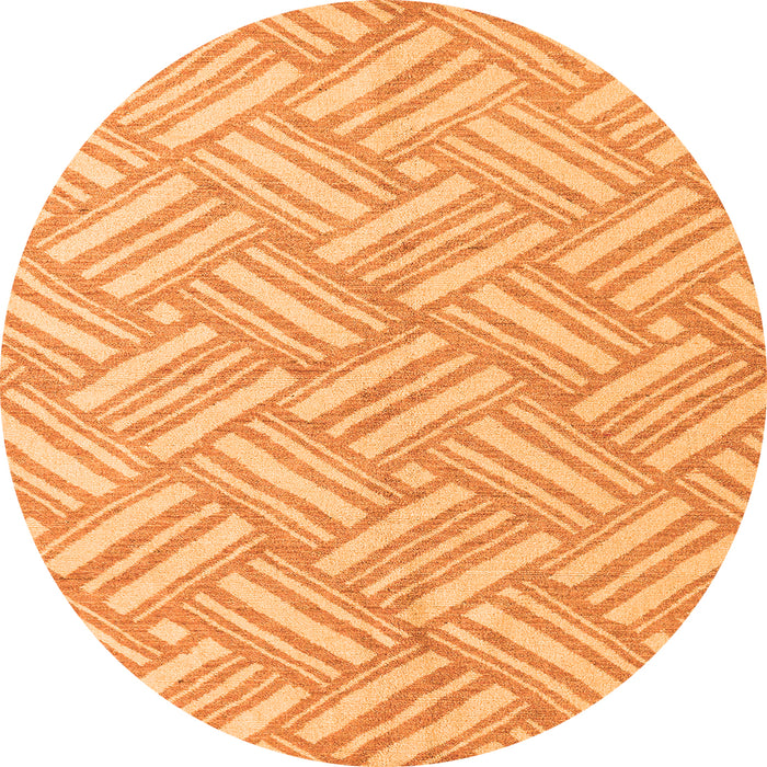 Round Machine Washable Abstract Orange Modern Area Rugs, wshabs5241org