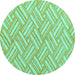 Round Abstract Turquoise Modern Rug, abs5241turq