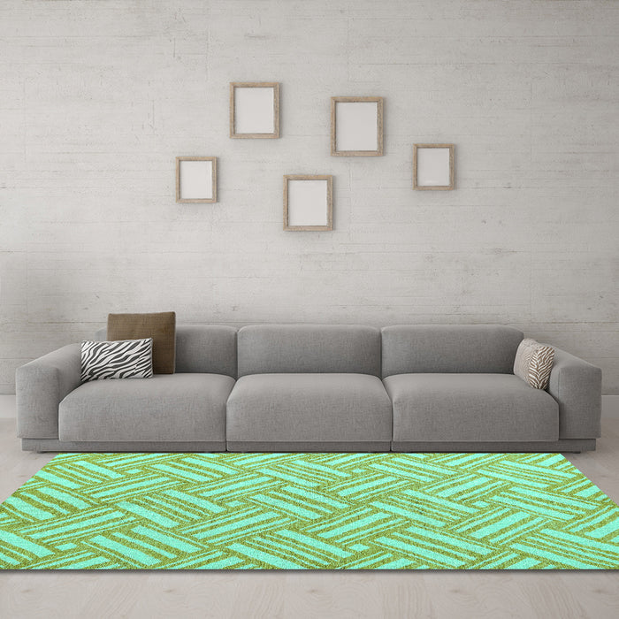 Machine Washable Abstract Turquoise Modern Area Rugs in a Living Room,, wshabs5241turq