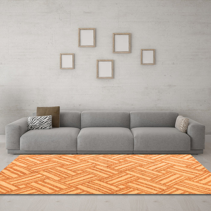 Machine Washable Abstract Orange Modern Area Rugs in a Living Room, wshabs5241org
