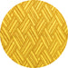 Round Abstract Yellow Modern Rug, abs5241yw