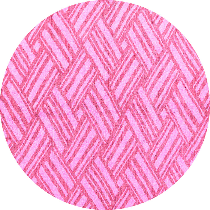 Round Machine Washable Abstract Pink Modern Rug, wshabs5241pnk