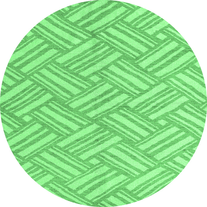 Round Machine Washable Abstract Emerald Green Modern Area Rugs, wshabs5241emgrn