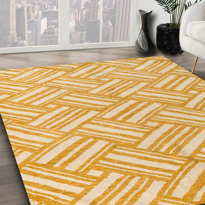 Machine Washable Abstract Dark Orange Rug in a Family Room, wshabs5241