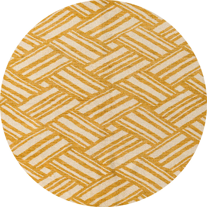 Round Machine Washable Abstract Dark Orange Rug, wshabs5241
