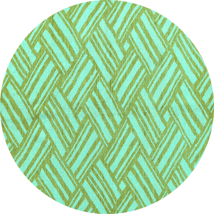 Round Machine Washable Abstract Turquoise Modern Area Rugs, wshabs5241turq