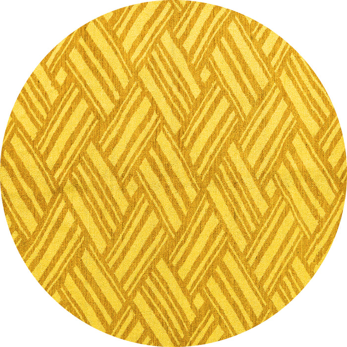 Round Machine Washable Abstract Yellow Modern Rug, wshabs5241yw