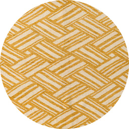 Round Abstract Dark Orange Modern Rug, abs5241