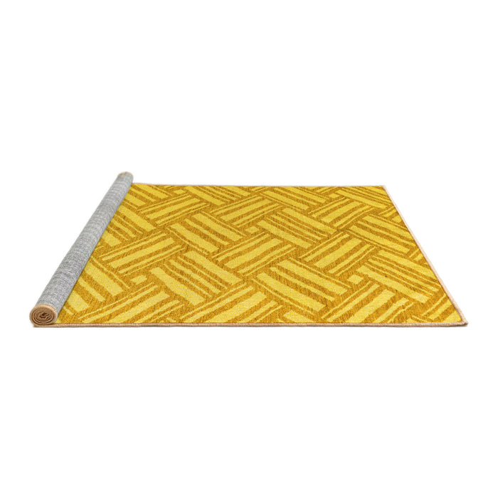 Sideview of Machine Washable Abstract Yellow Modern Rug, wshabs5241yw