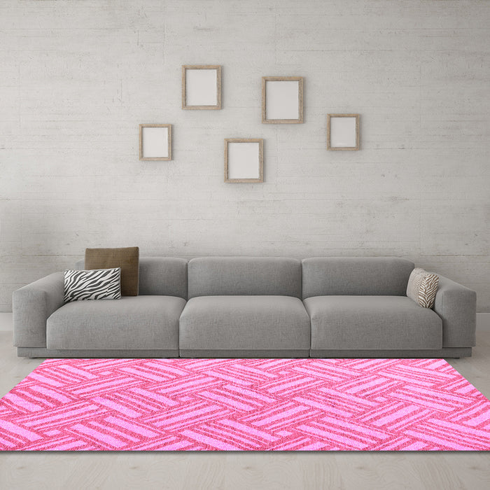 Machine Washable Abstract Pink Modern Rug in a Living Room, wshabs5241pnk