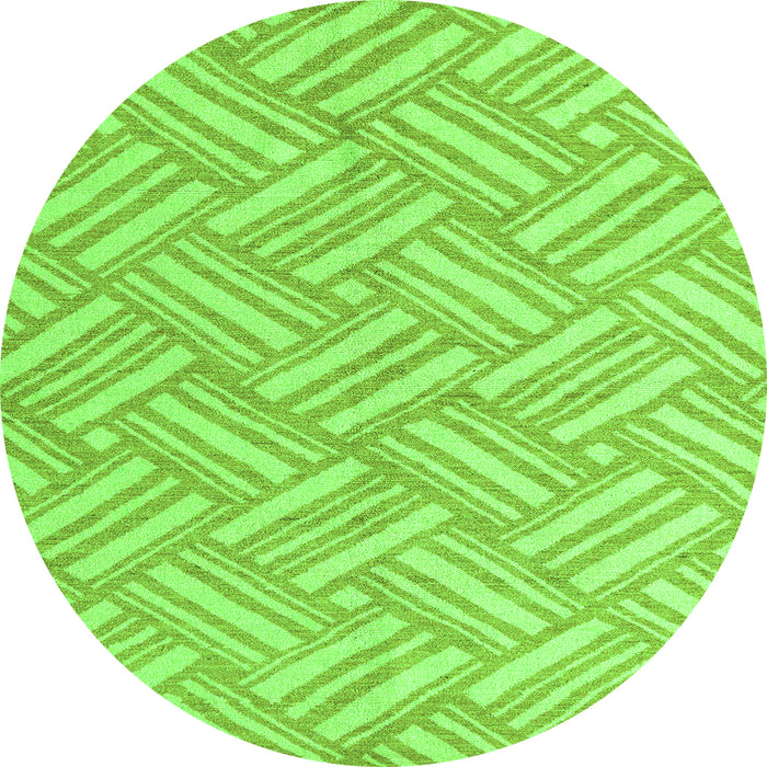 Round Machine Washable Abstract Green Modern Area Rugs, wshabs5241grn