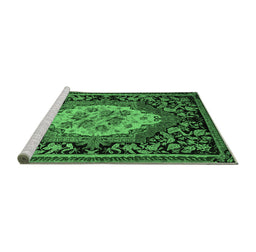 Sideview of Machine Washable Medallion Emerald Green French Area Rugs, wshabs5242emgrn