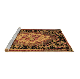 Sideview of Machine Washable Medallion Brown French Rug, wshabs5242brn
