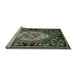 Sideview of Machine Washable Medallion Light Blue French Rug, wshabs5242lblu