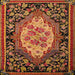 Square Abstract Saffron Red Medallion Rug, abs5242