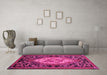 Machine Washable Medallion Pink French Rug in a Living Room, wshabs5242pnk