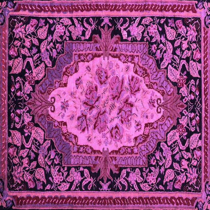 Square Machine Washable Medallion Purple French Area Rugs, wshabs5242pur