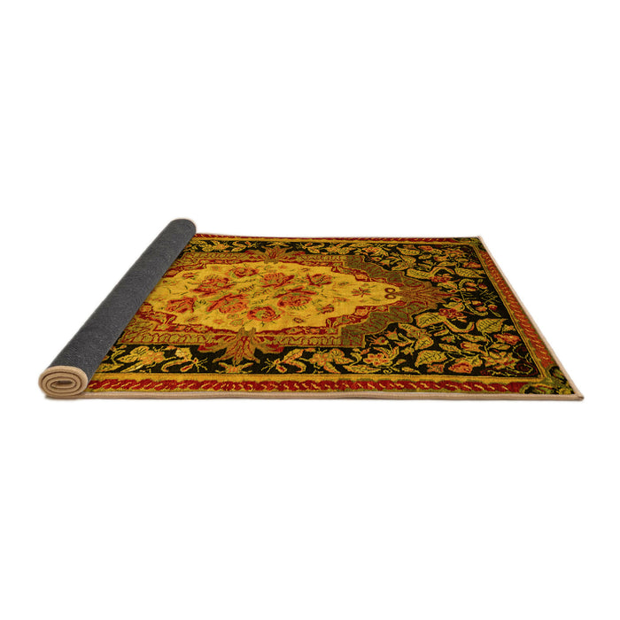 Sideview of Medallion Yellow French Rug, abs5242yw