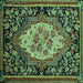 Square Medallion Turquoise French Rug, abs5242turq